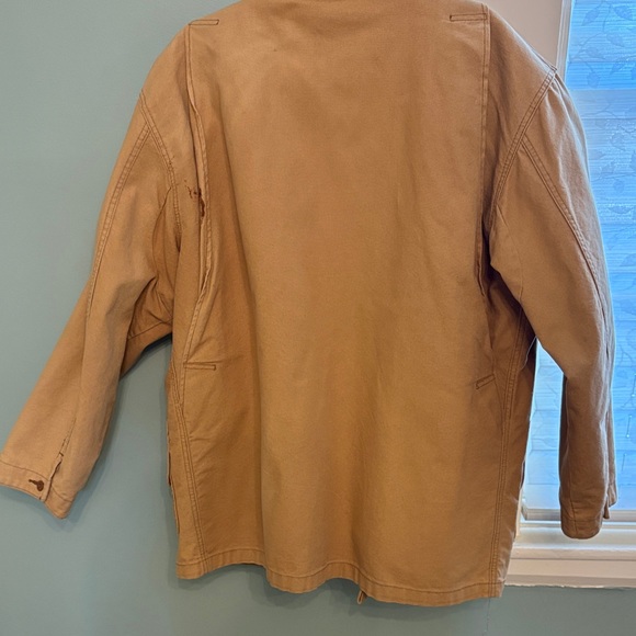 L.L. Bean Field Coat Men’s XL Tan Canvas Barn Jacket Plaid Lining - Picture 5 of 7